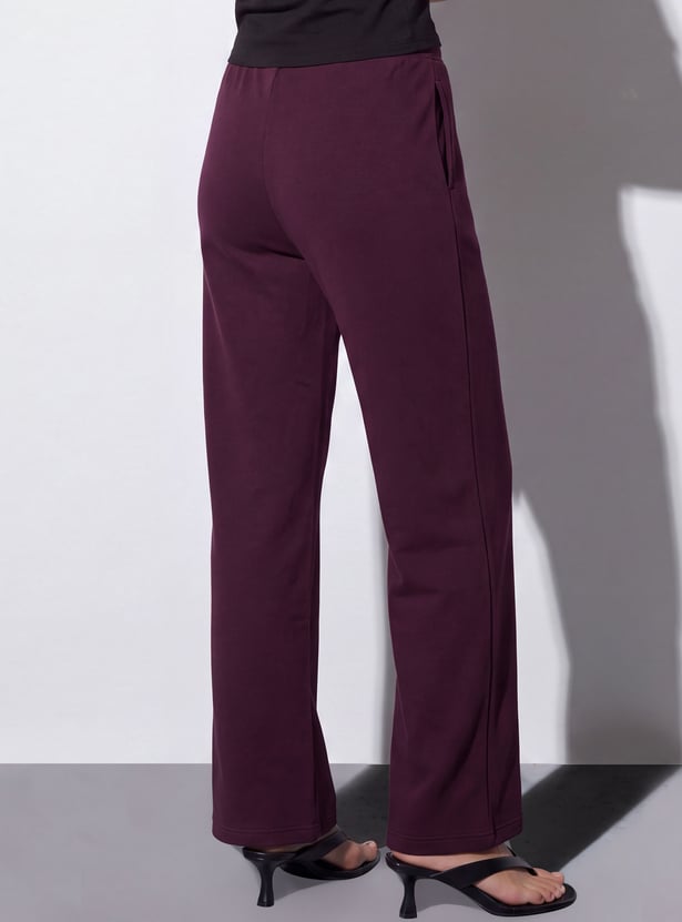 GINGER Solid Knit Pintuck Pants