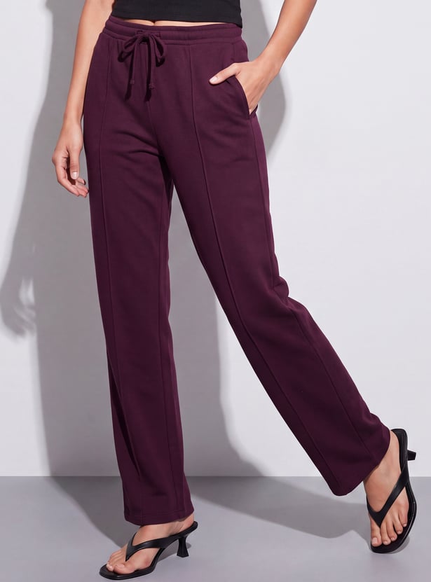 GINGER Solid Knit Pintuck Pants