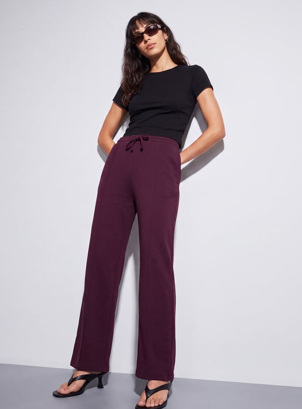 GINGER Solid Knit Pintuck Pants