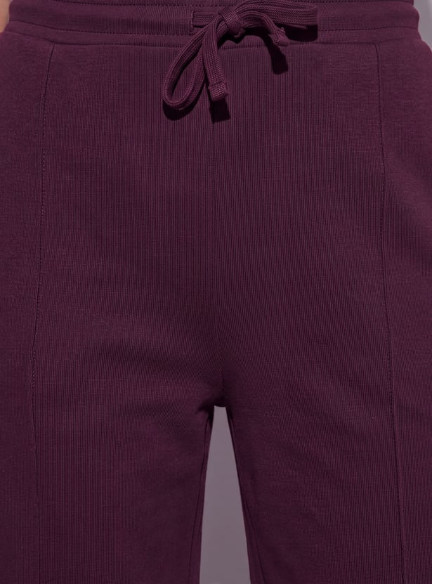 GINGER Solid Knit Pintuck Pants