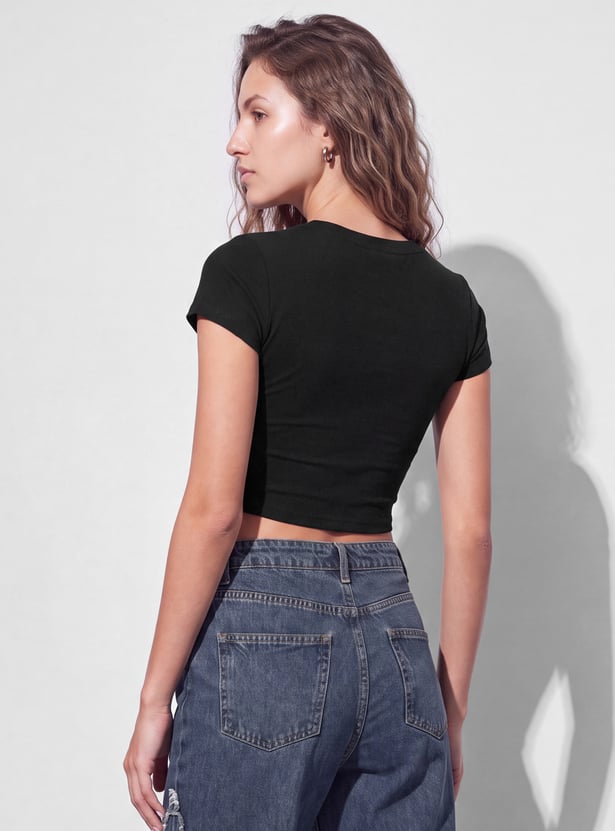 GINGER Solid Cropped T-shirt