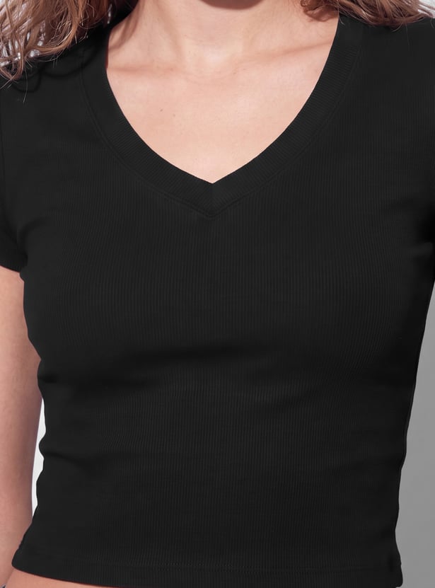 GINGER Solid Cropped T-shirt