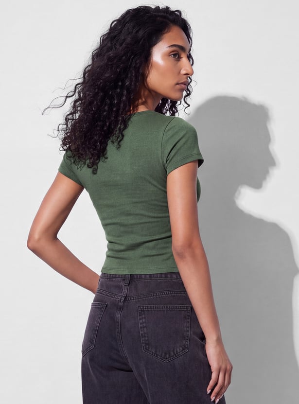 GINGER Solid Cropped T-shirt