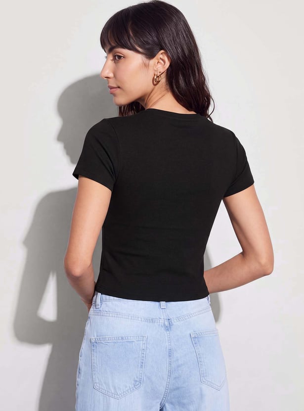 GINGER Solid Crop T-shirt