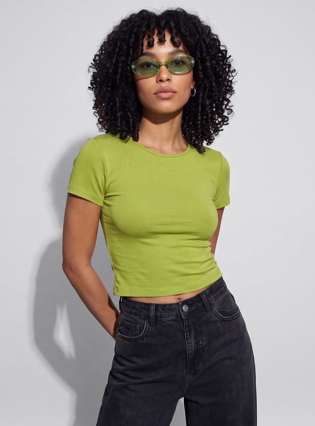 GINGER Solid Crop T-shirt