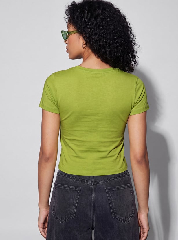 GINGER Solid Crop T-shirt