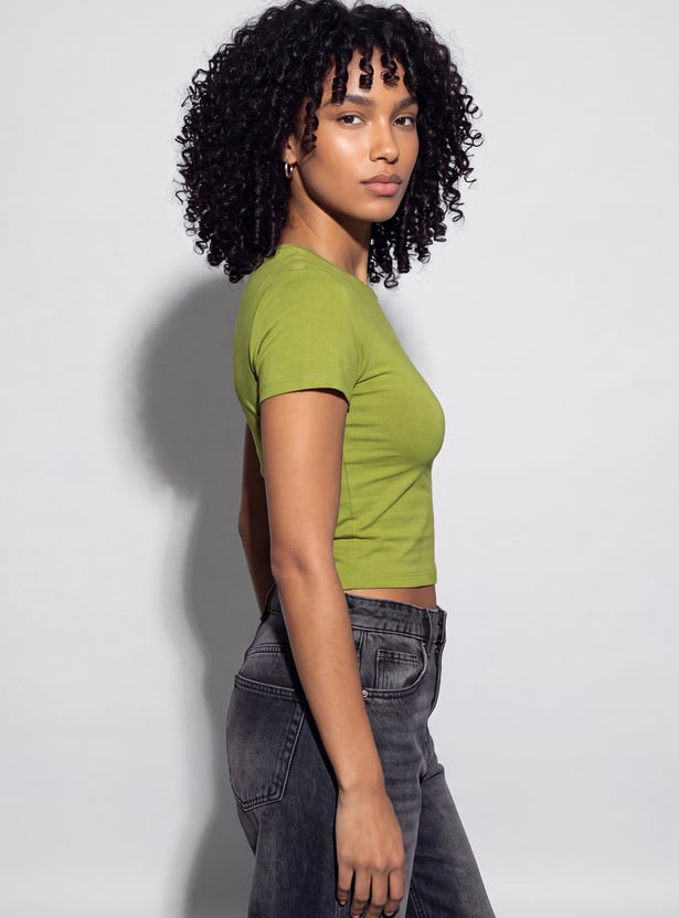 GINGER Solid Crop T-shirt