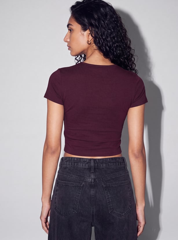 GINGER Solid Crop T-shirt