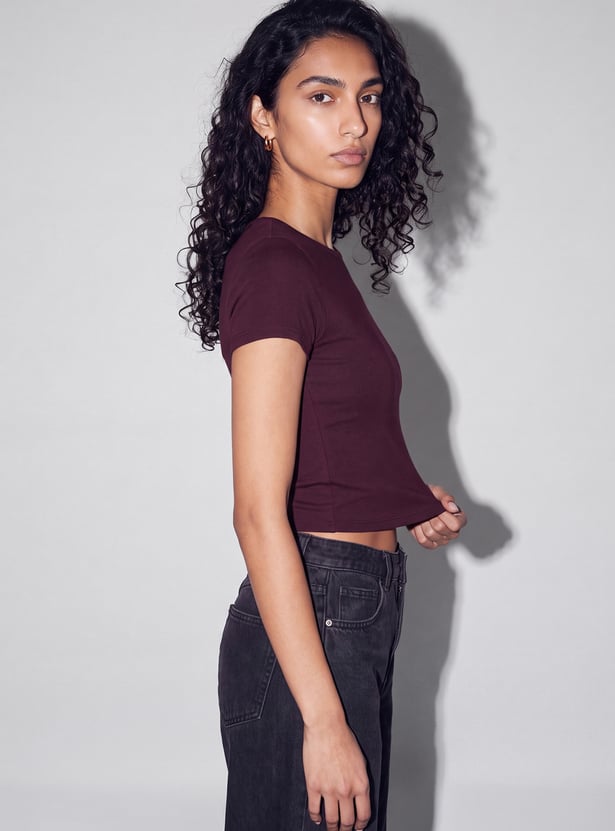 GINGER Solid Crop T-shirt