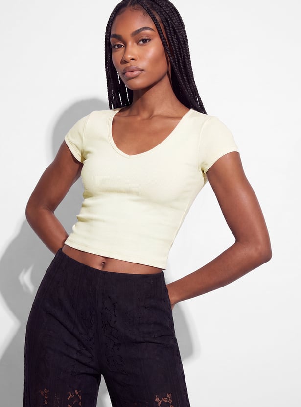 GINGER Knitted Crop T-shirt