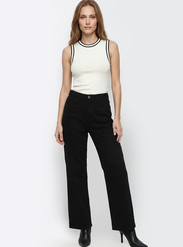 KRAUS Solid Wide Leg Jeans