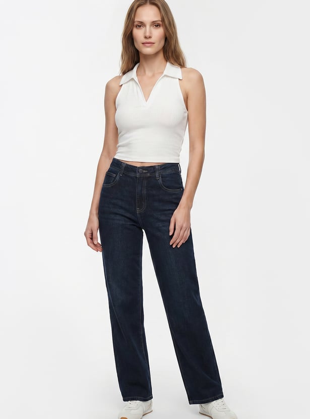 KRAUS Solid Wide Leg Jeans