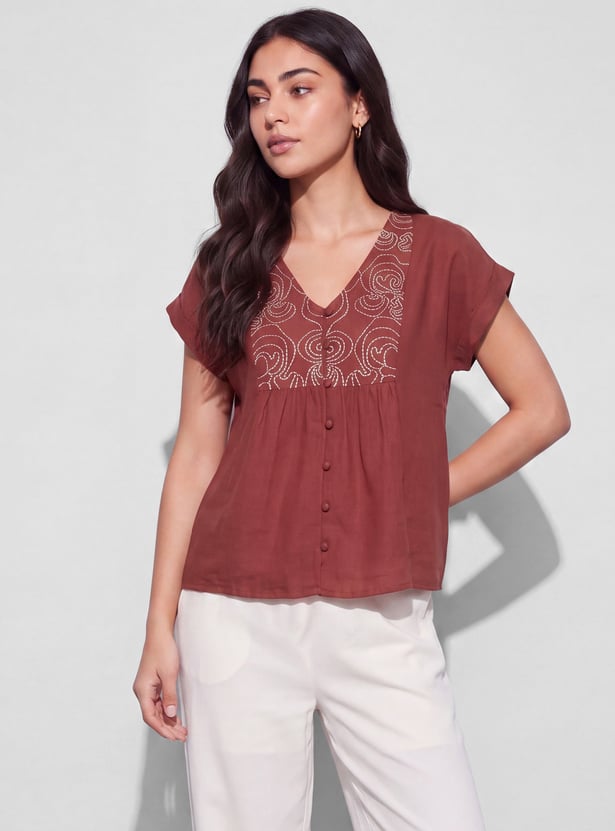 FAME FOREVER Embroidered Top