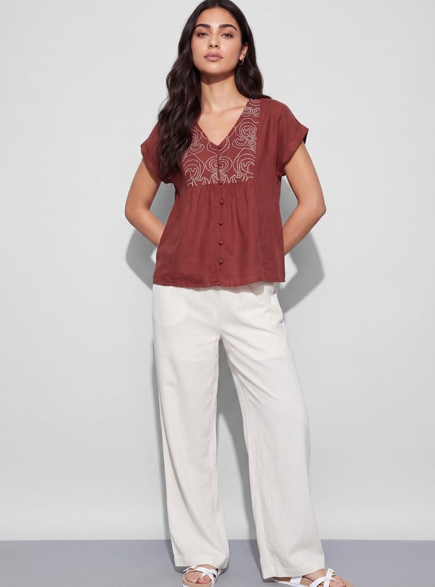 FAME FOREVER Embroidered Top
