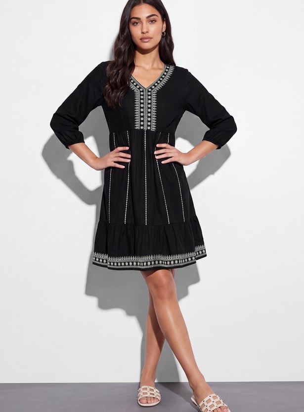 FAME FOREVER Embroidered Mini Dress