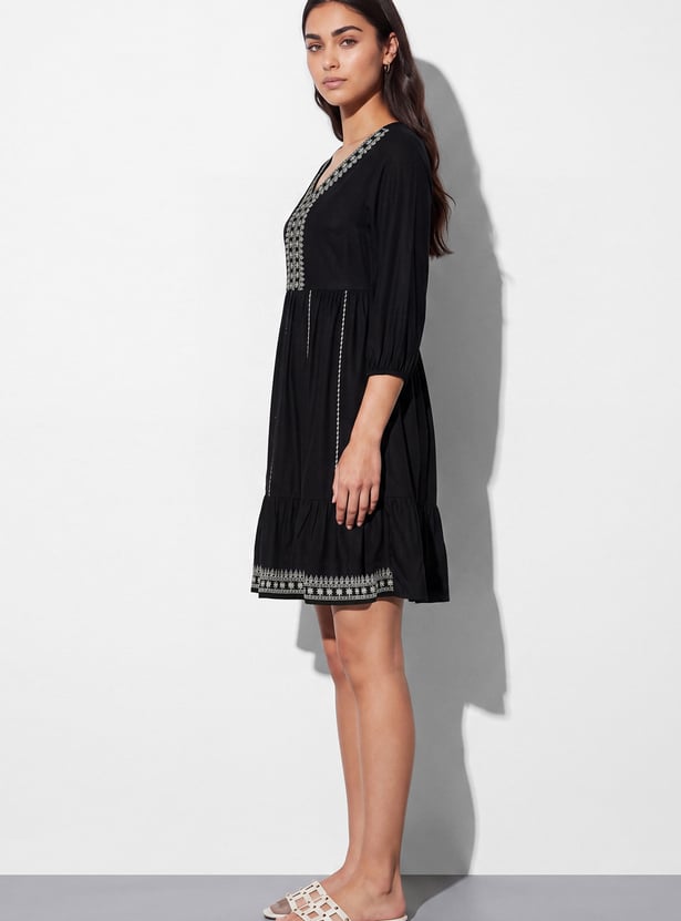 FAME FOREVER Embroidered Mini Dress