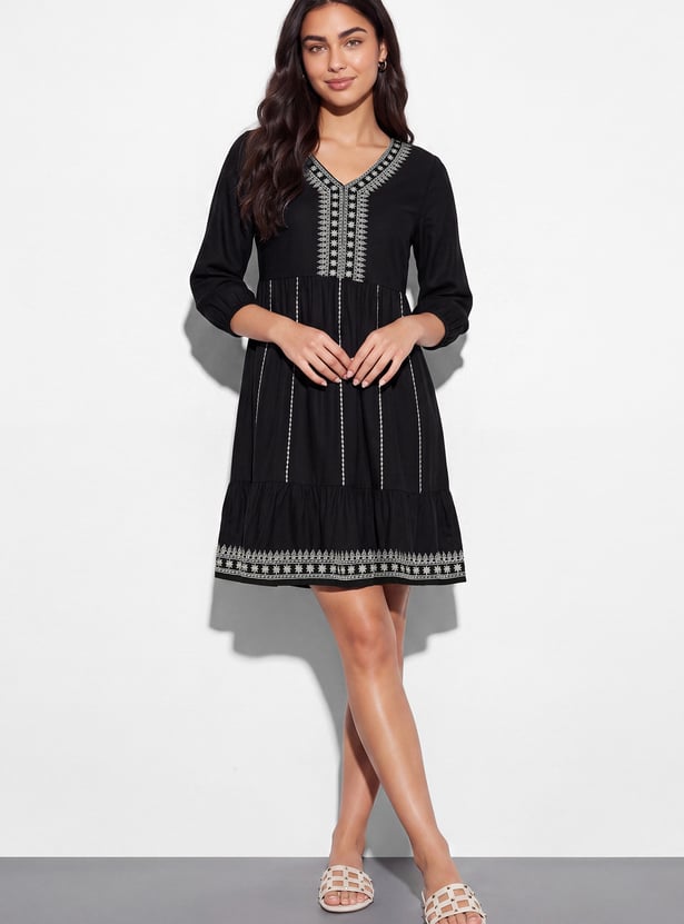 FAME FOREVER Embroidered Mini Dress