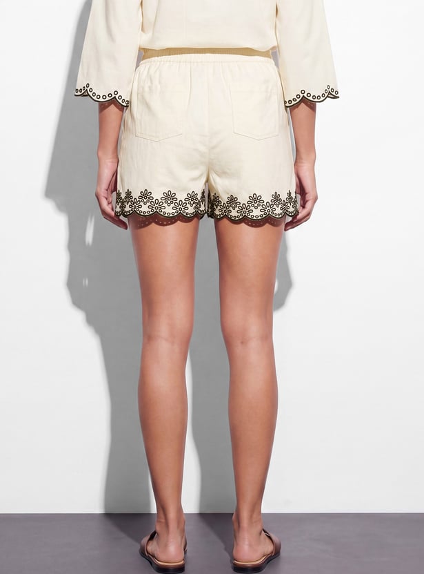 FAME FOREVER Embroidered Regular Shorts