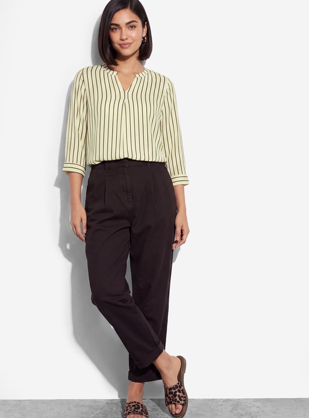 FAME FOREVER Striped Shirt Style Top