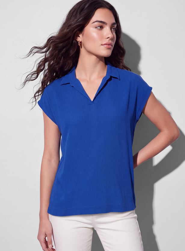 FAME FOREVER Solid Collared Top