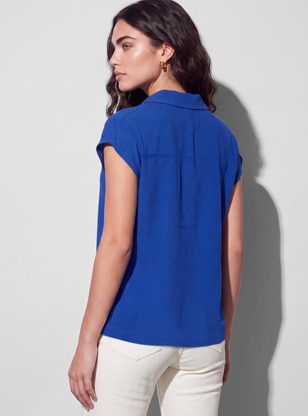 FAME FOREVER Solid Collared Top