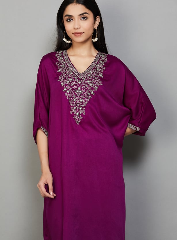 BIBA Embroidered Straight Kurta Set