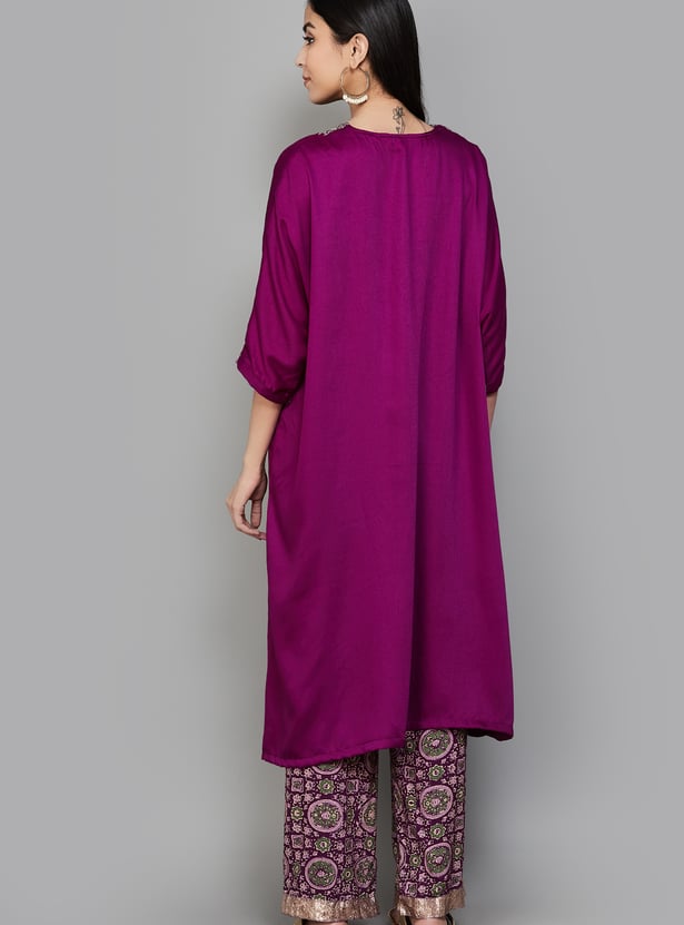 BIBA Embroidered Straight Kurta Set