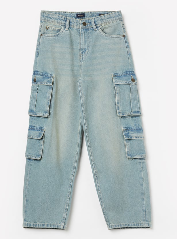 ALLEN SOLLY Boys Light Wash Comfort Fit Jeans