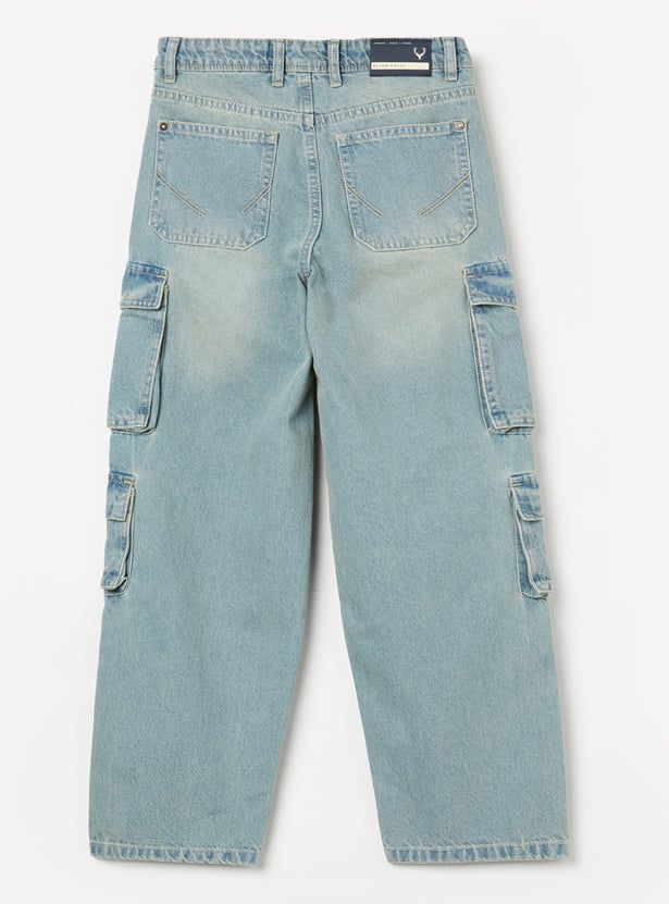 ALLEN SOLLY Boys Light Wash Comfort Fit Jeans