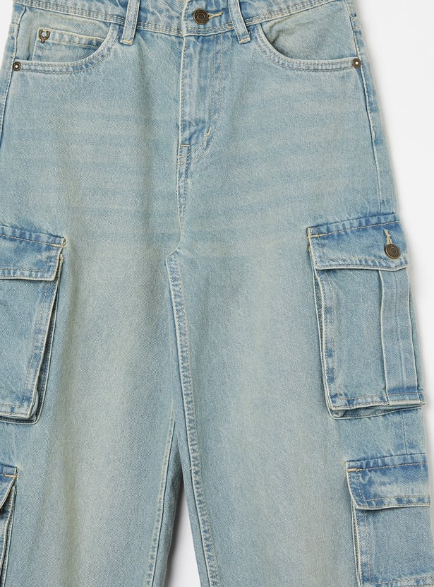 ALLEN SOLLY Boys Light Wash Comfort Fit Jeans
