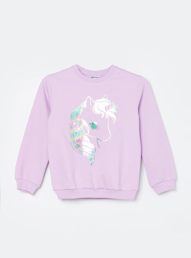 FAME FOREVER Girls Metallic Print Sweatshirt