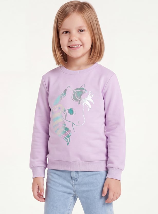 FAME FOREVER Girls Metallic Print Sweatshirt