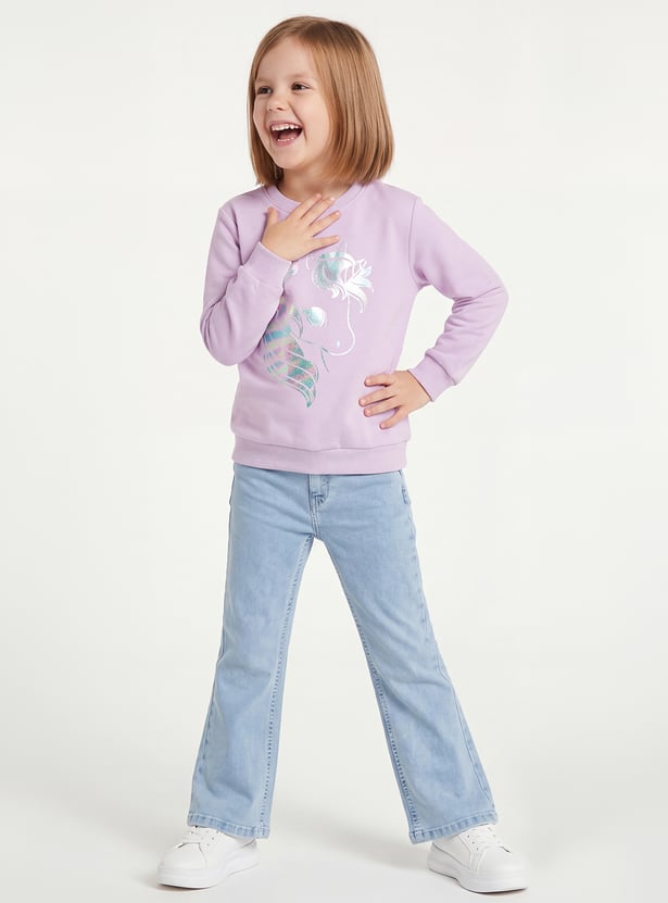 FAME FOREVER Girls Metallic Print Sweatshirt