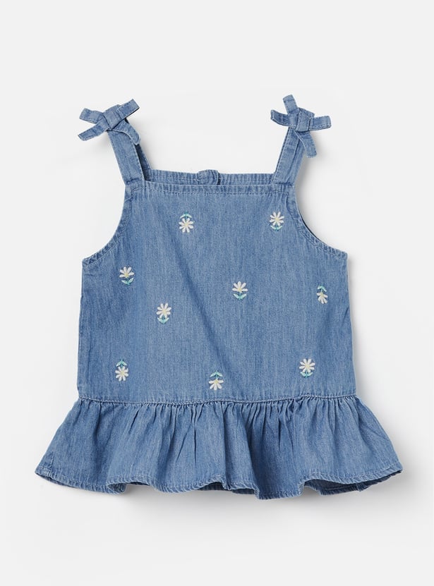 FAME FOREVER Girls Embroidered Top with Shorts Set