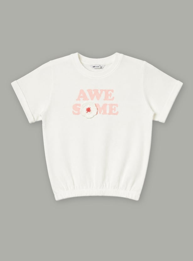 FAME FOREVER Girls Typographic Print T-shirt