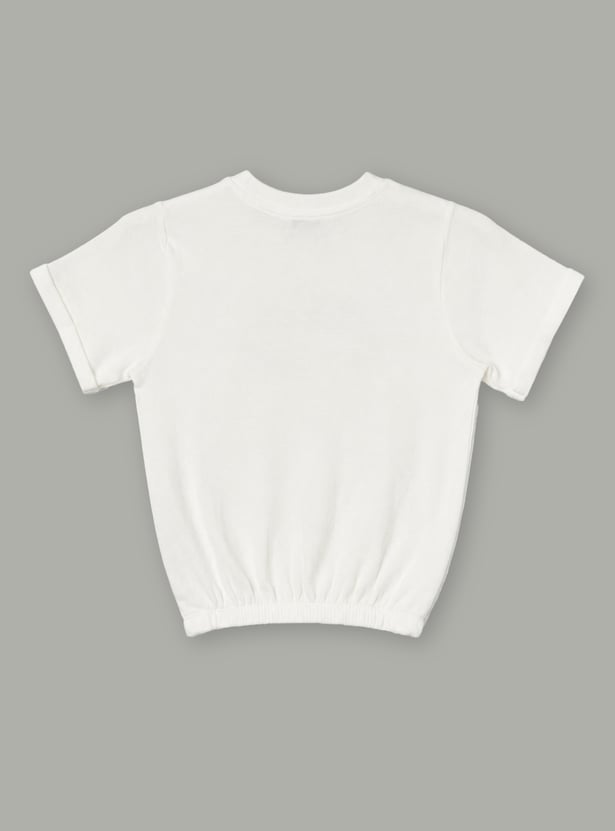 FAME FOREVER Girls Typographic Print T-shirt