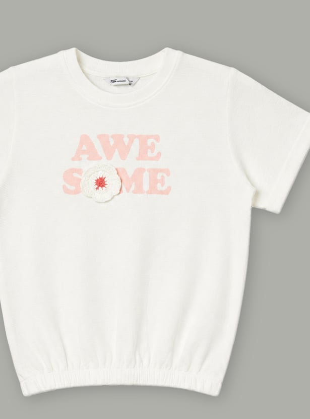 FAME FOREVER Girls Typographic Print T-shirt