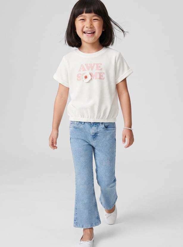 FAME FOREVER Girls Typographic Print T-shirt