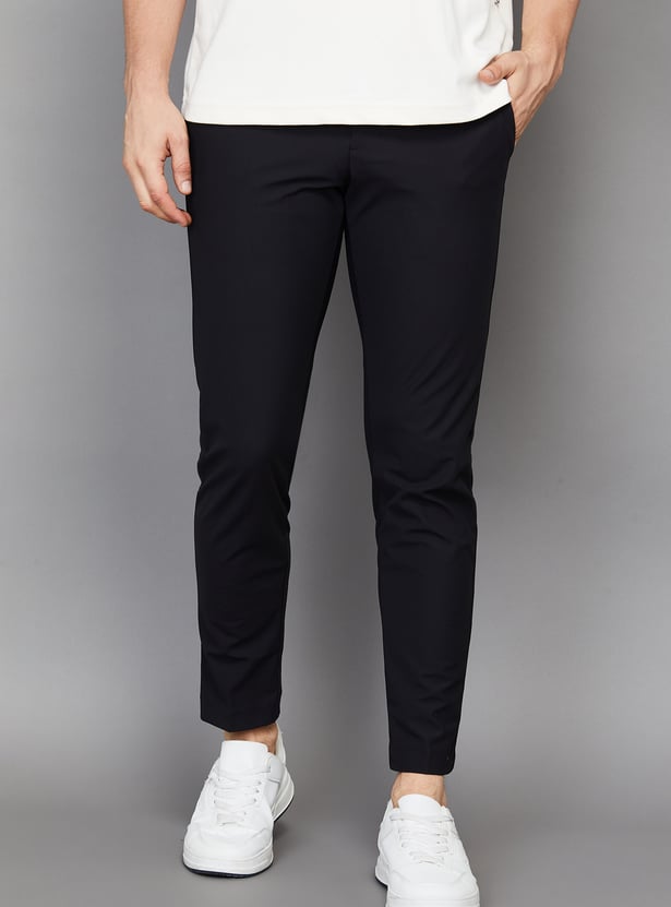ALLEN SOLLY Solid Slim Straight Trousers
