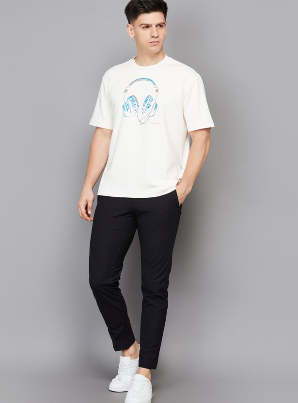 ALLEN SOLLY Solid Slim Straight Trousers