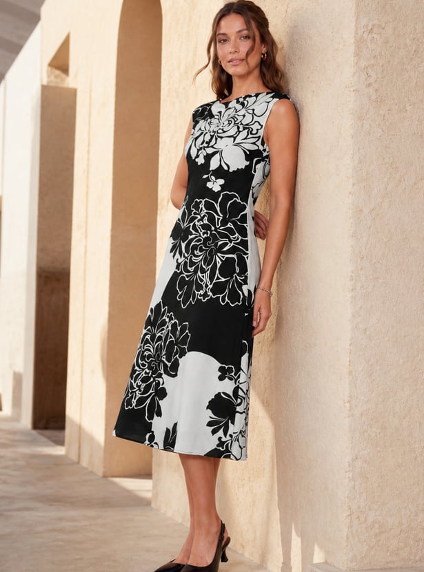 CODE Floral Print Sleeveless Midi Dress