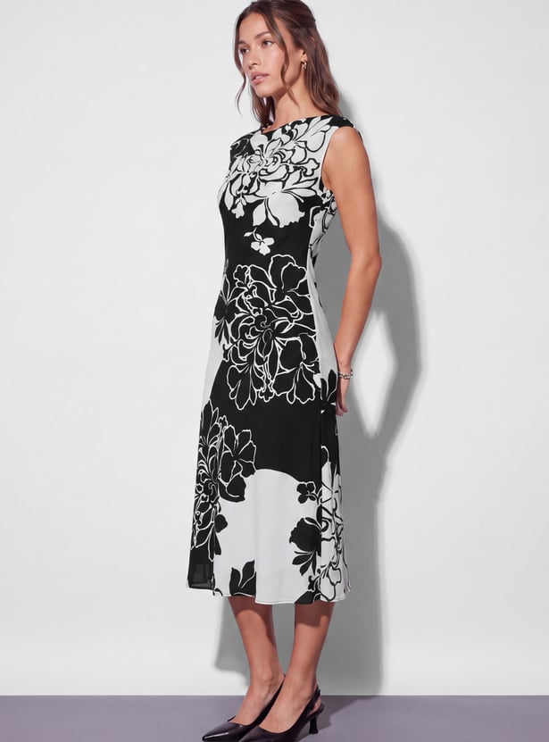 CODE Floral Print Sleeveless Midi Dress
