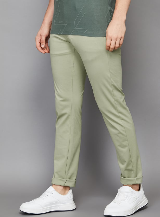 ALLEN SOLLY Solid Slim Fit Trousers