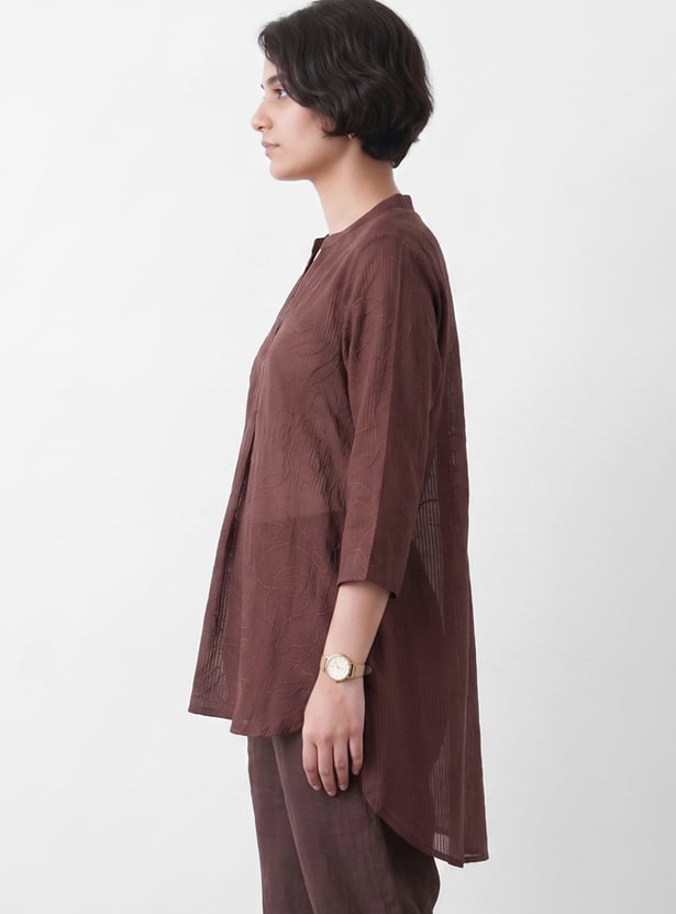 MELANGE Floral Embroidered A-Line Tunic