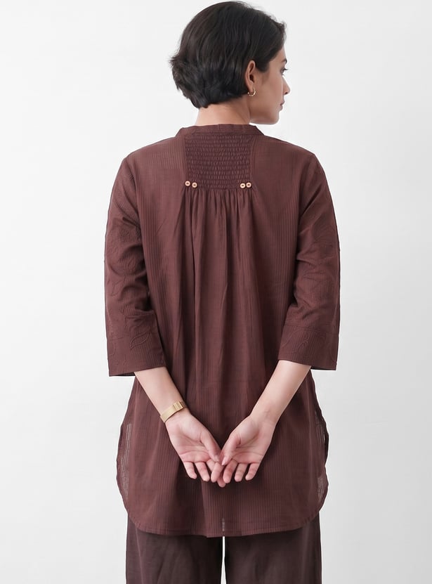 MELANGE Floral Embroidered A-Line Tunic