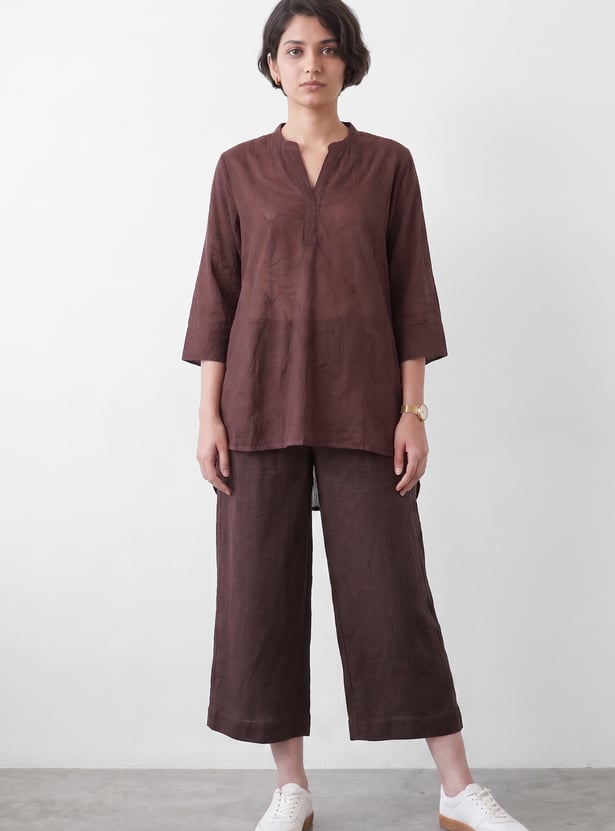MELANGE Floral Embroidered A-Line Tunic