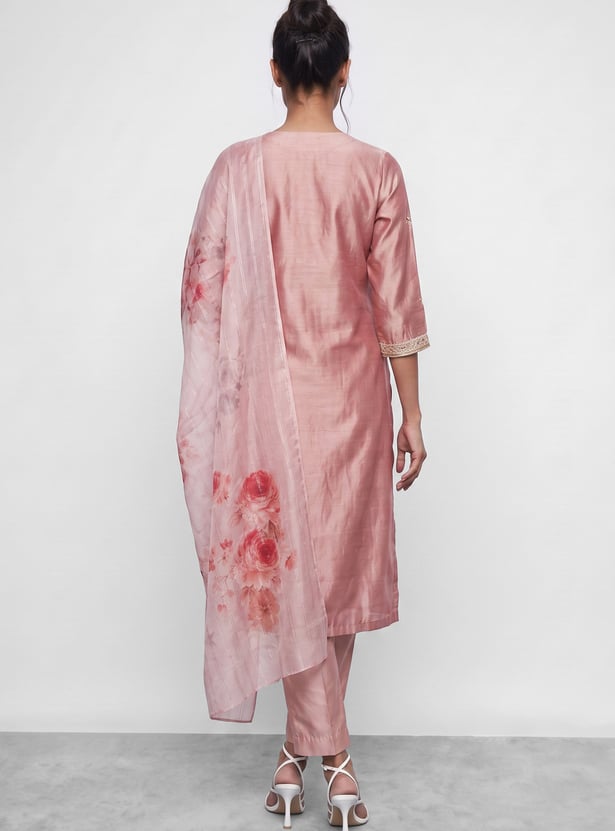 MELANGE Embroidered Straight Kurta Set