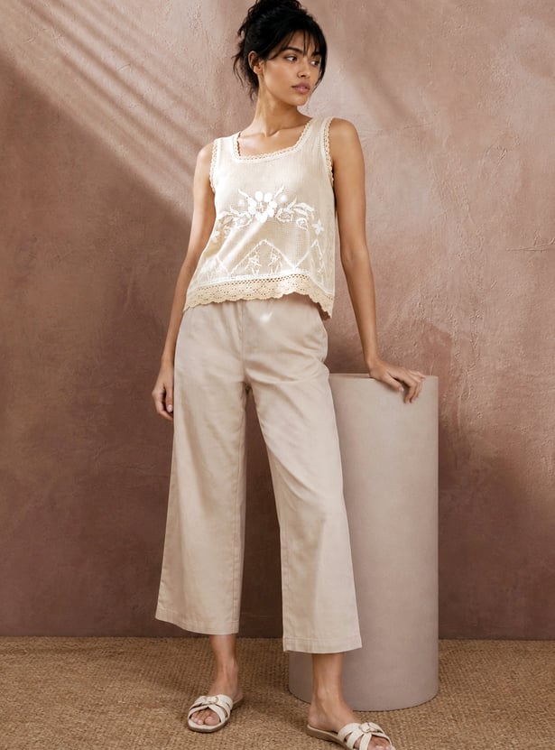 COLOUR ME Solid Straight Pants