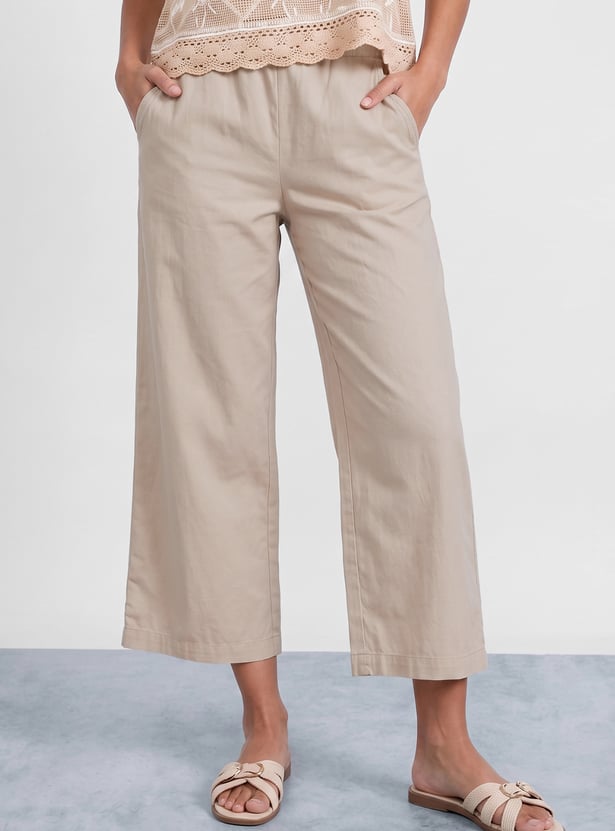 COLOUR ME Solid Straight Pants