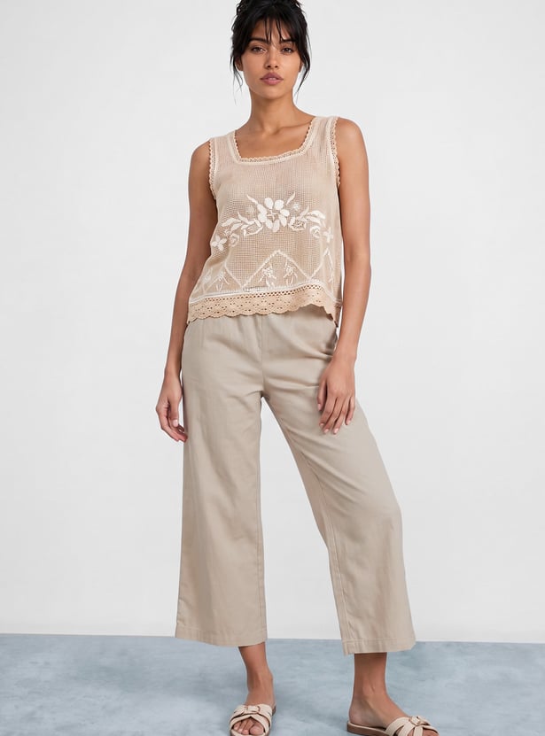 COLOUR ME Solid Straight Pants